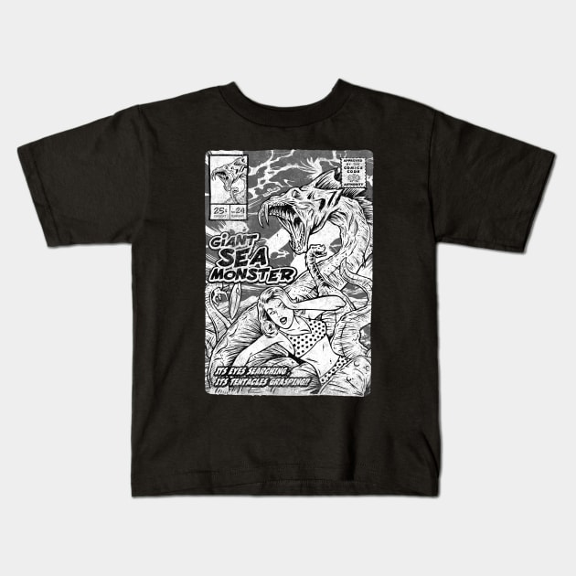 Giant Sea Monster Kids T-Shirt by renatodsc
